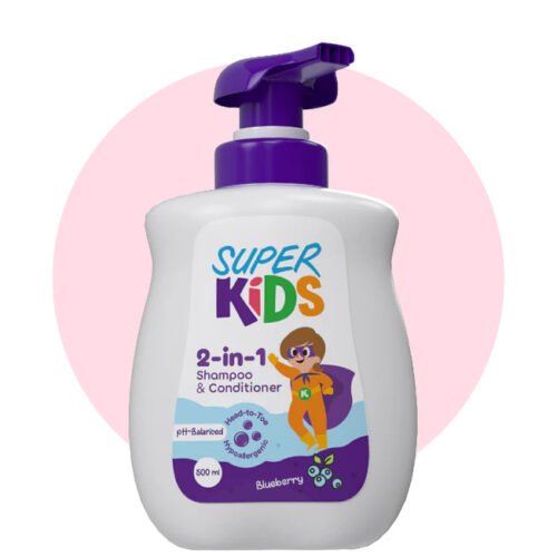 SUPER KIDS SHAMPOO & CONDITIONER 2 IN 1 500ML BLUEBERRY